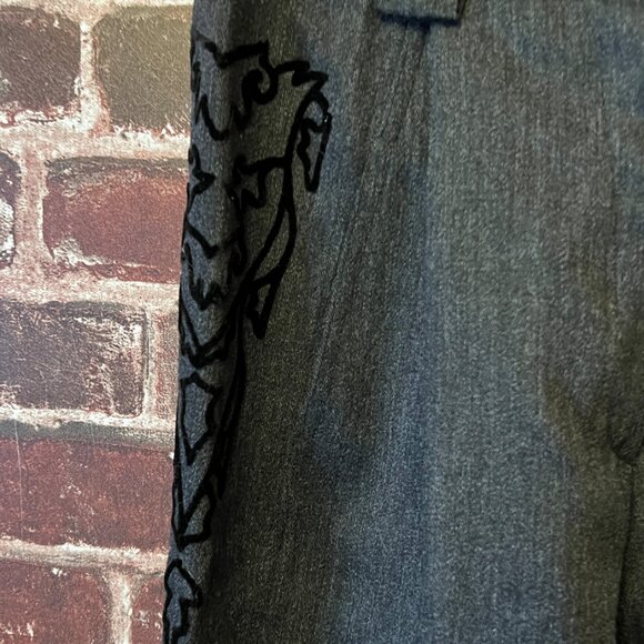 Vintage Made in Italy Pure Wool Pants - High Waist & Floral Detail - Picture 5 of 11